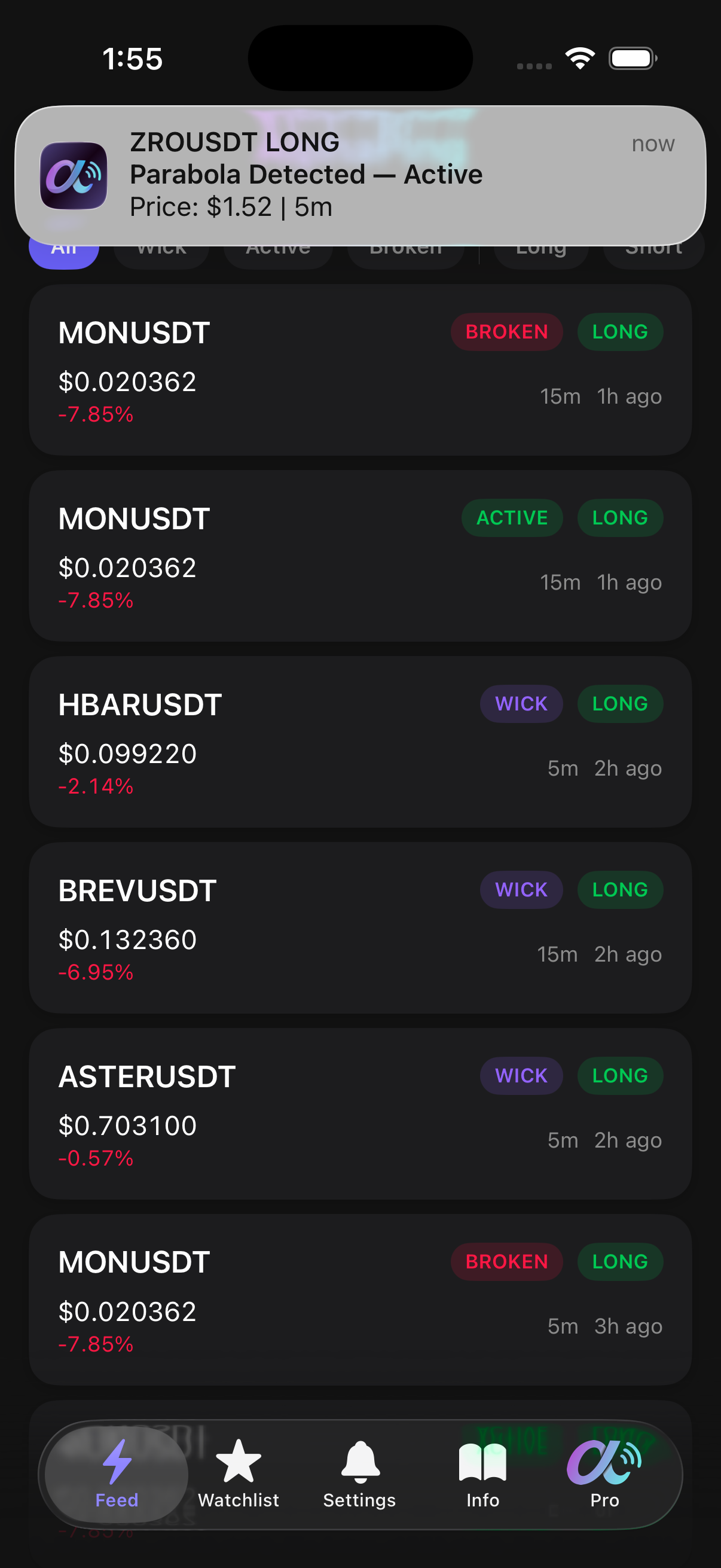 AlphaPing Alert Feed
